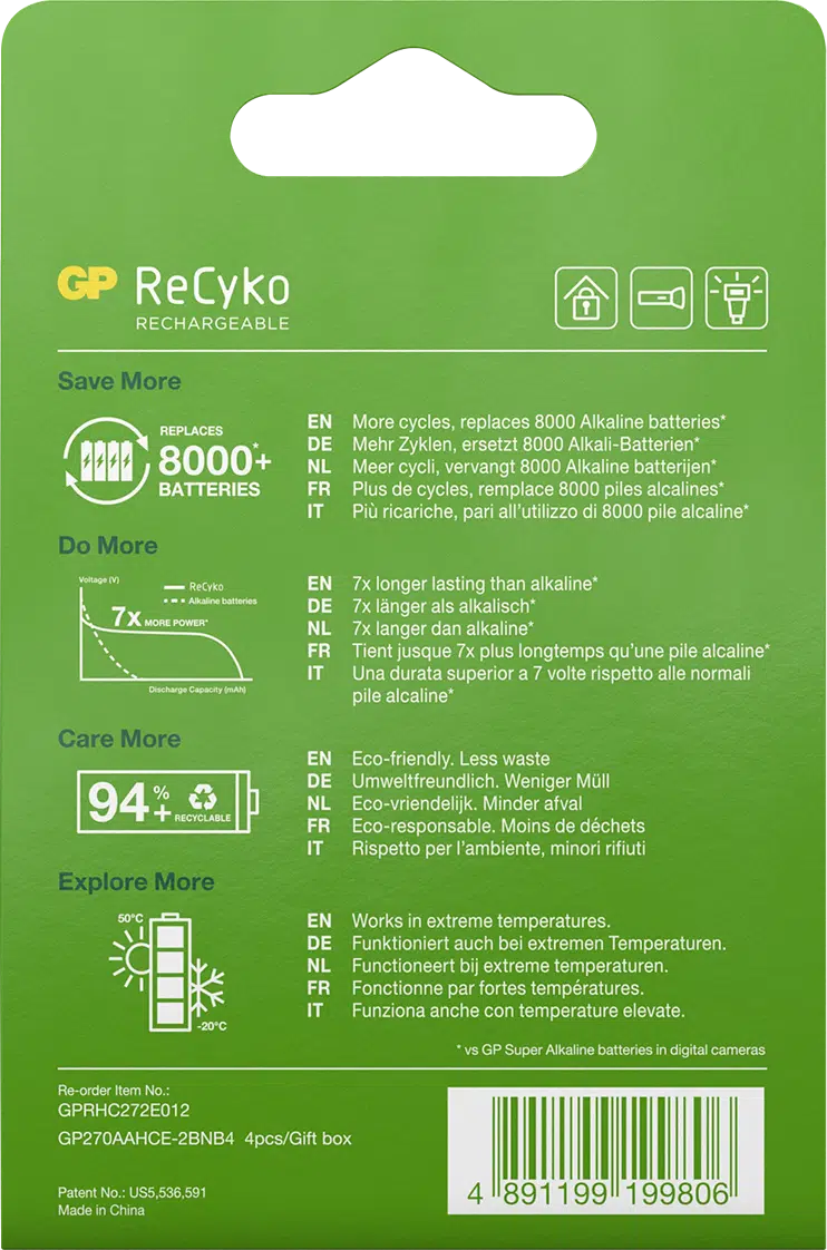ReCyko AA- NiMh batteri, 2600mAh, 4-pk
