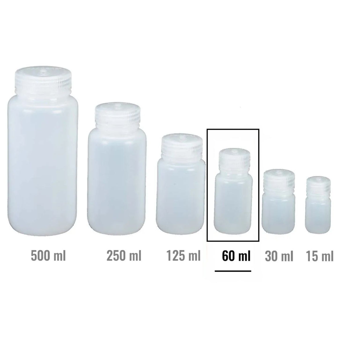Flaska, 60ml vit, WM, HDPE