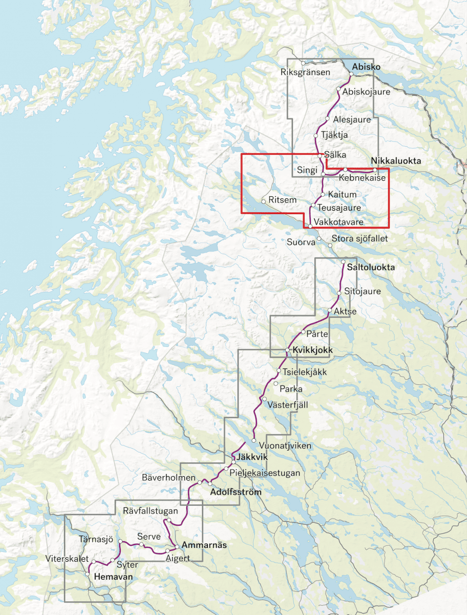 Kungsleden: Nikkaluokta, Ritsem & Vakkotavare 1:50000