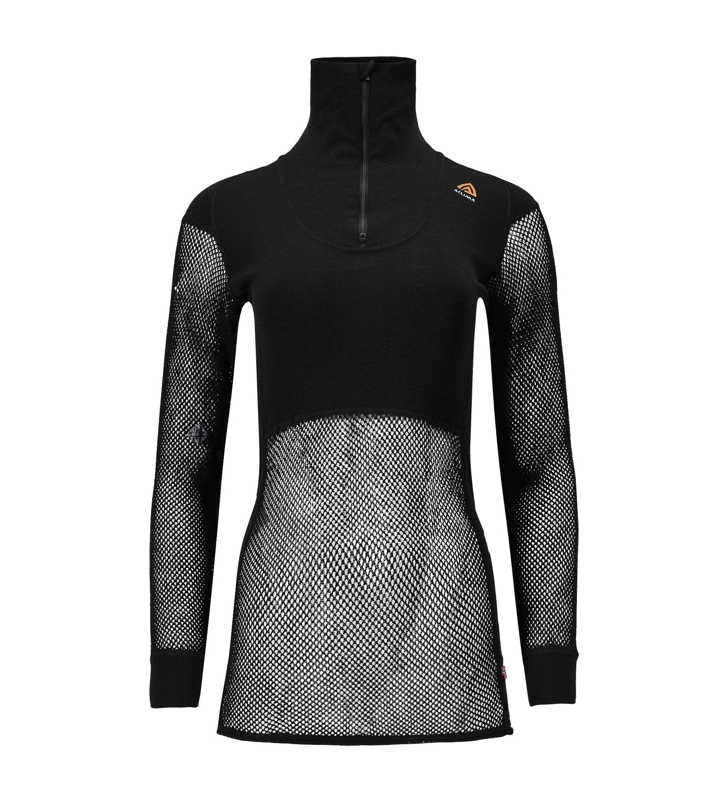 Woolnet Original Polo W/Zip Woman Jet Black (Dam) - underställströja i merinoull