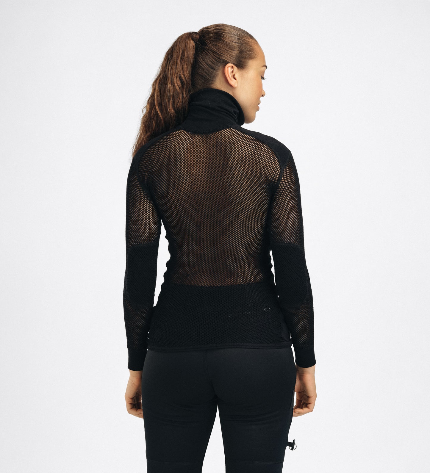 Woolnet Original Polo W/Zip Woman Jet Black (Dam) - underställströja i merinoull