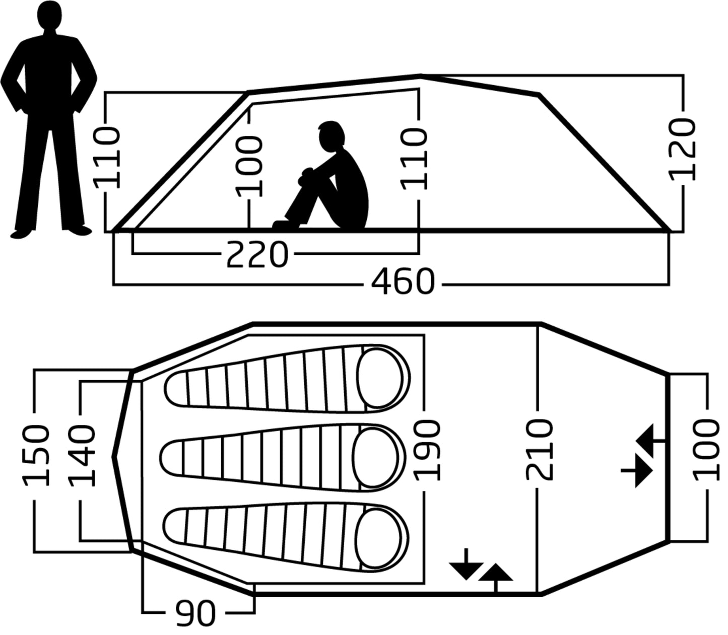 Oppland 3 SI (2.0) Tent - tunneltält för tre personer