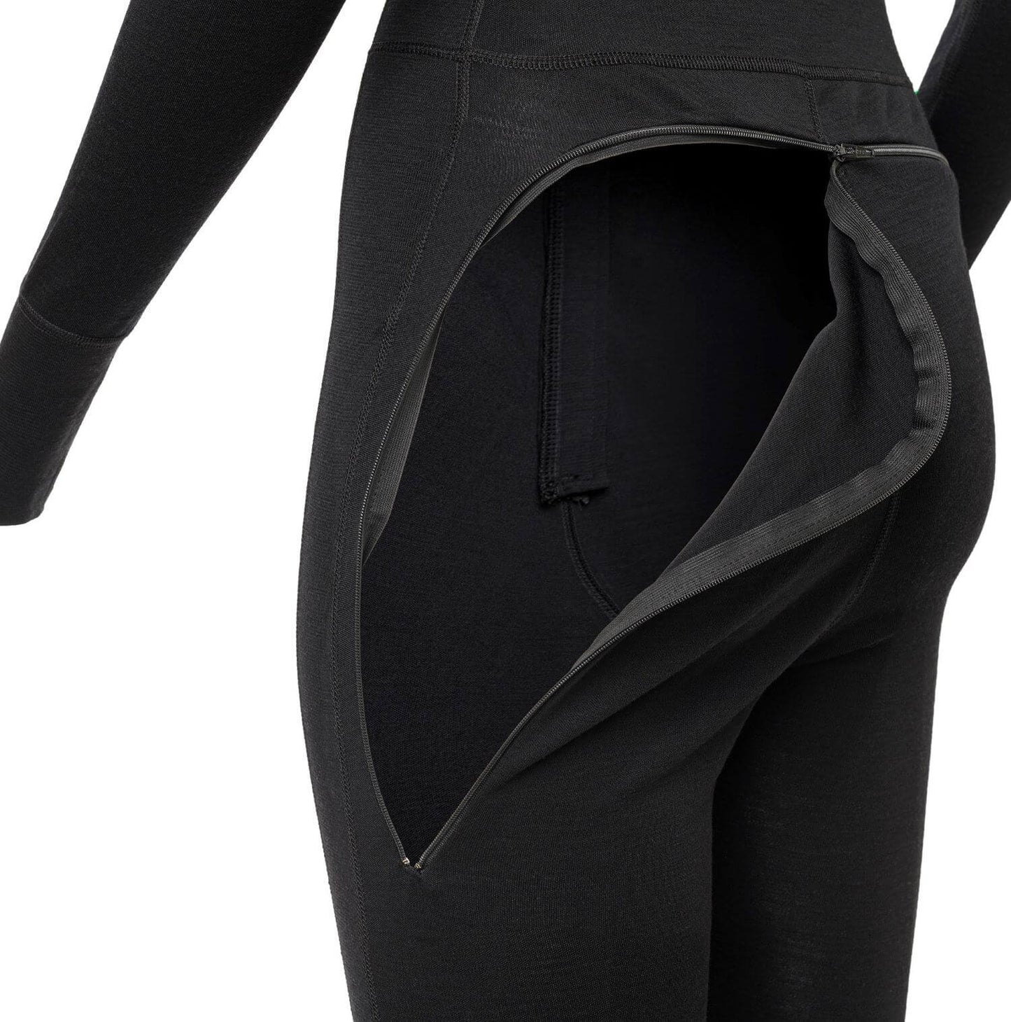 Warmwool Overall Dam, Jet black - hel underställsoverall i merinoull