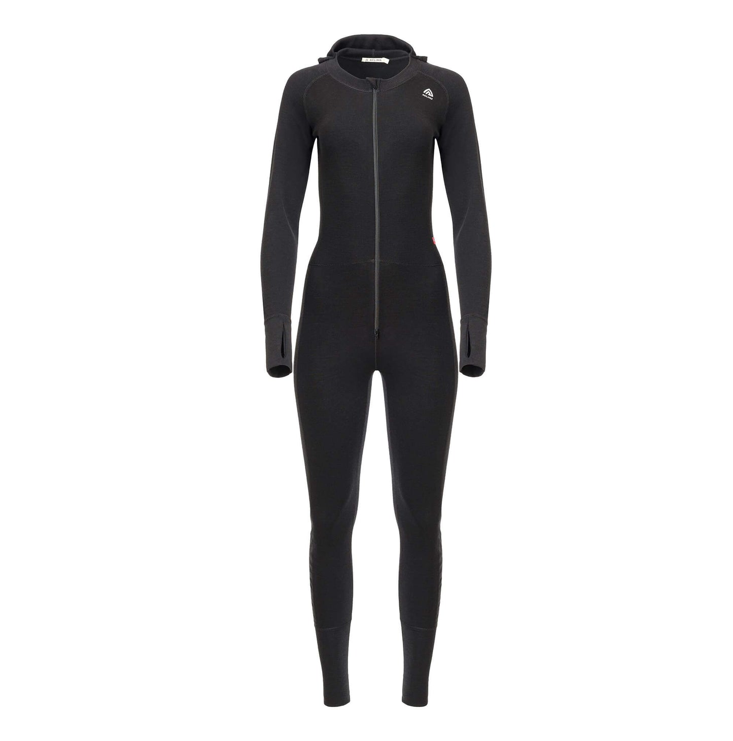 Warmwool Overall Dam, Jet black - hel underställsoverall i merinoull