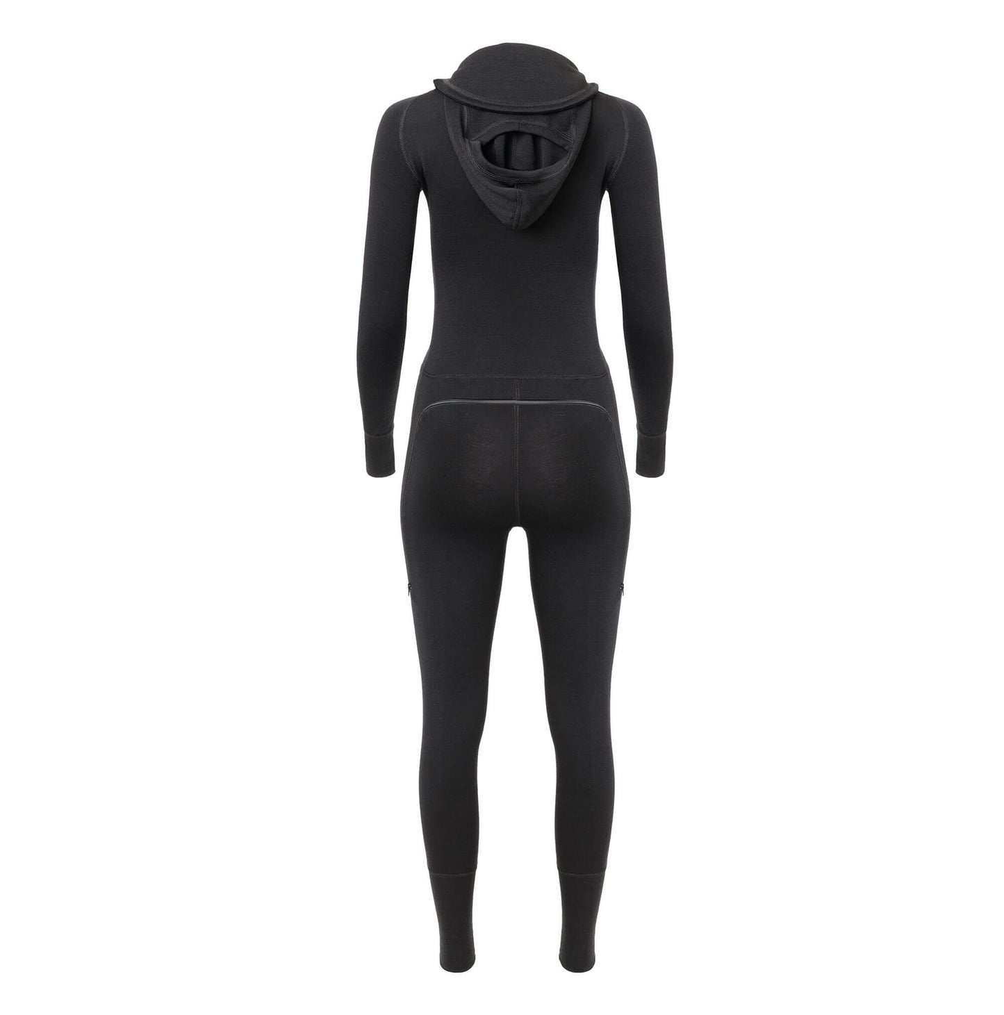 Warmwool Overall Dam, Jet black - hel underställsoverall i merinoull