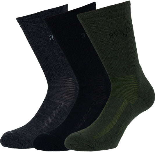 Terry Ull 3-pack Svart/grå/grön