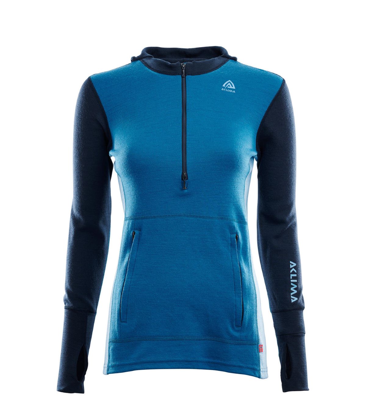 WarmWool hoodsweater w/zip W's (dam) - underställströja i merinoull med huva