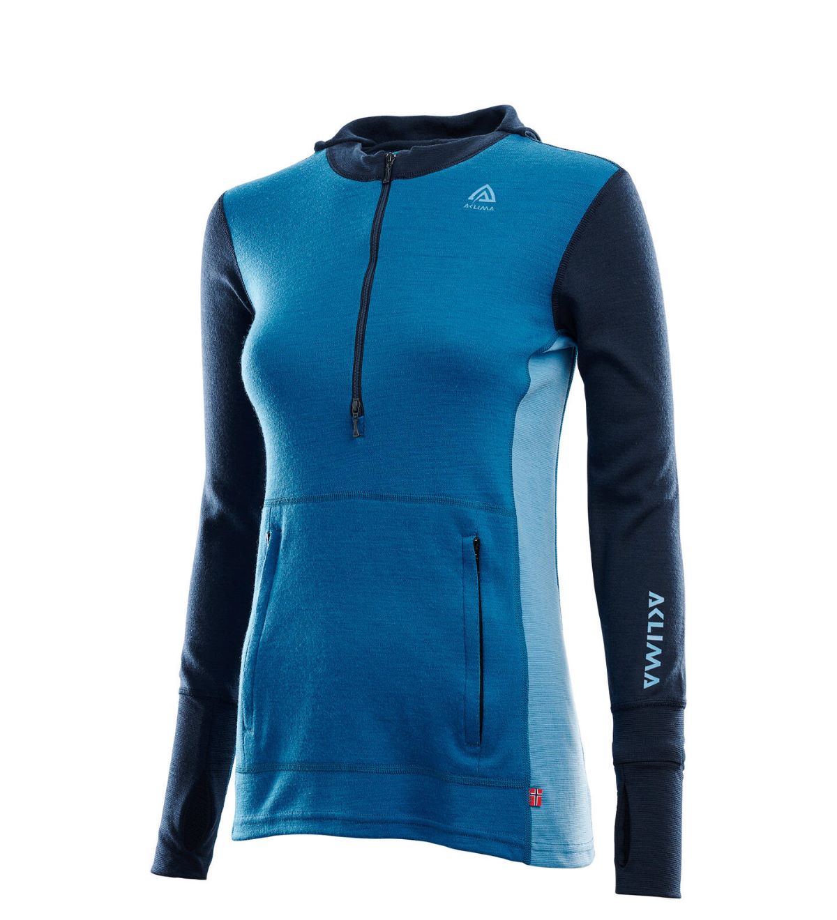 WarmWool hoodsweater w/zip W's (dam) - underställströja i merinoull med huva