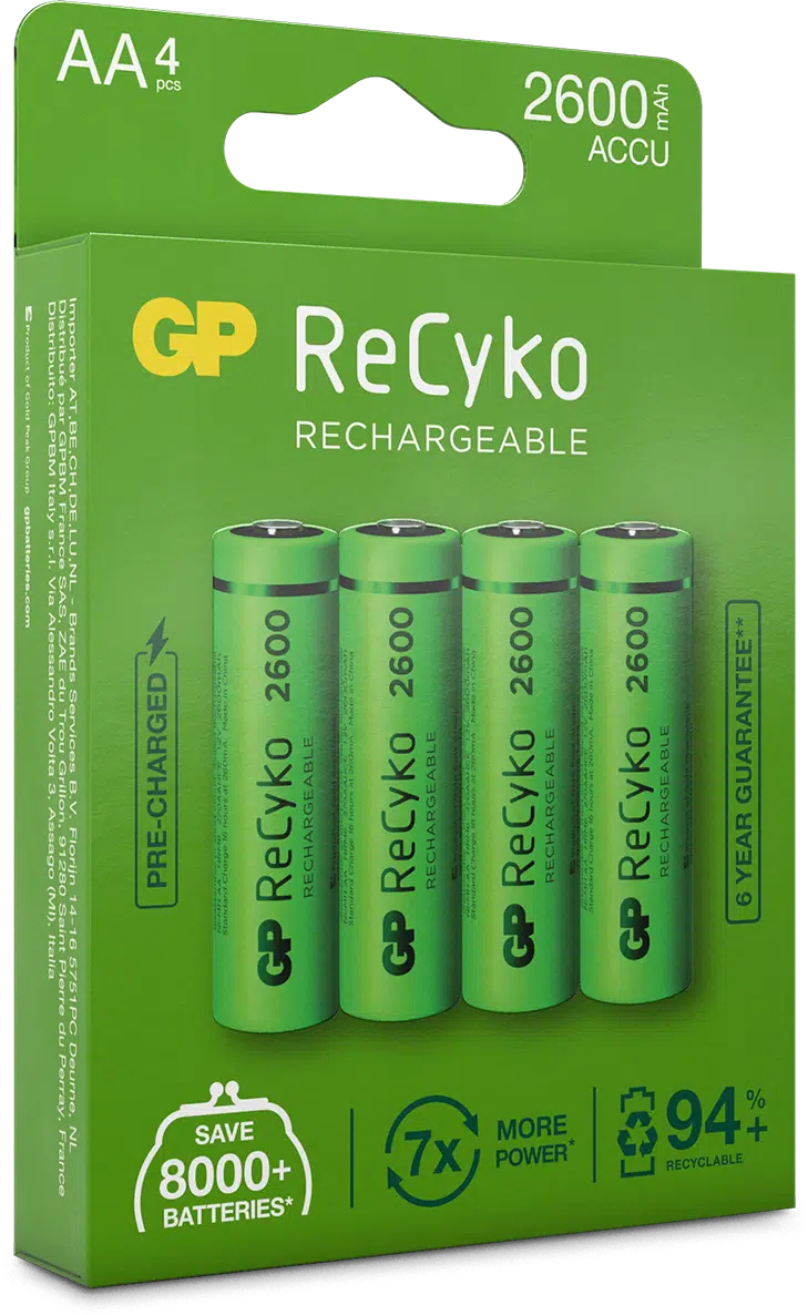 ReCyko AA- NiMh batteri, 2600mAh, 4-pk