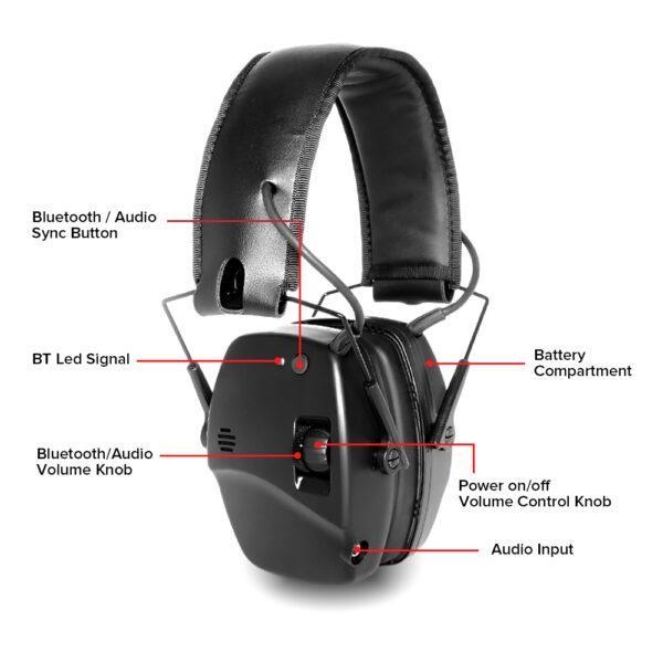 Hörselskydd EM030B. Bluetooth .Svart