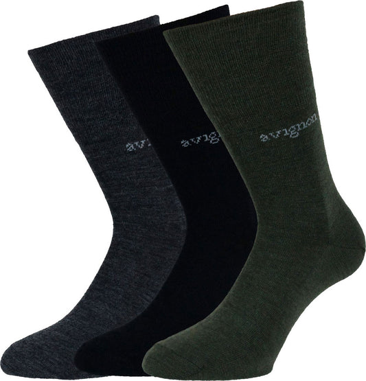 Liner ull 3-pack.  Svart/grå/grön