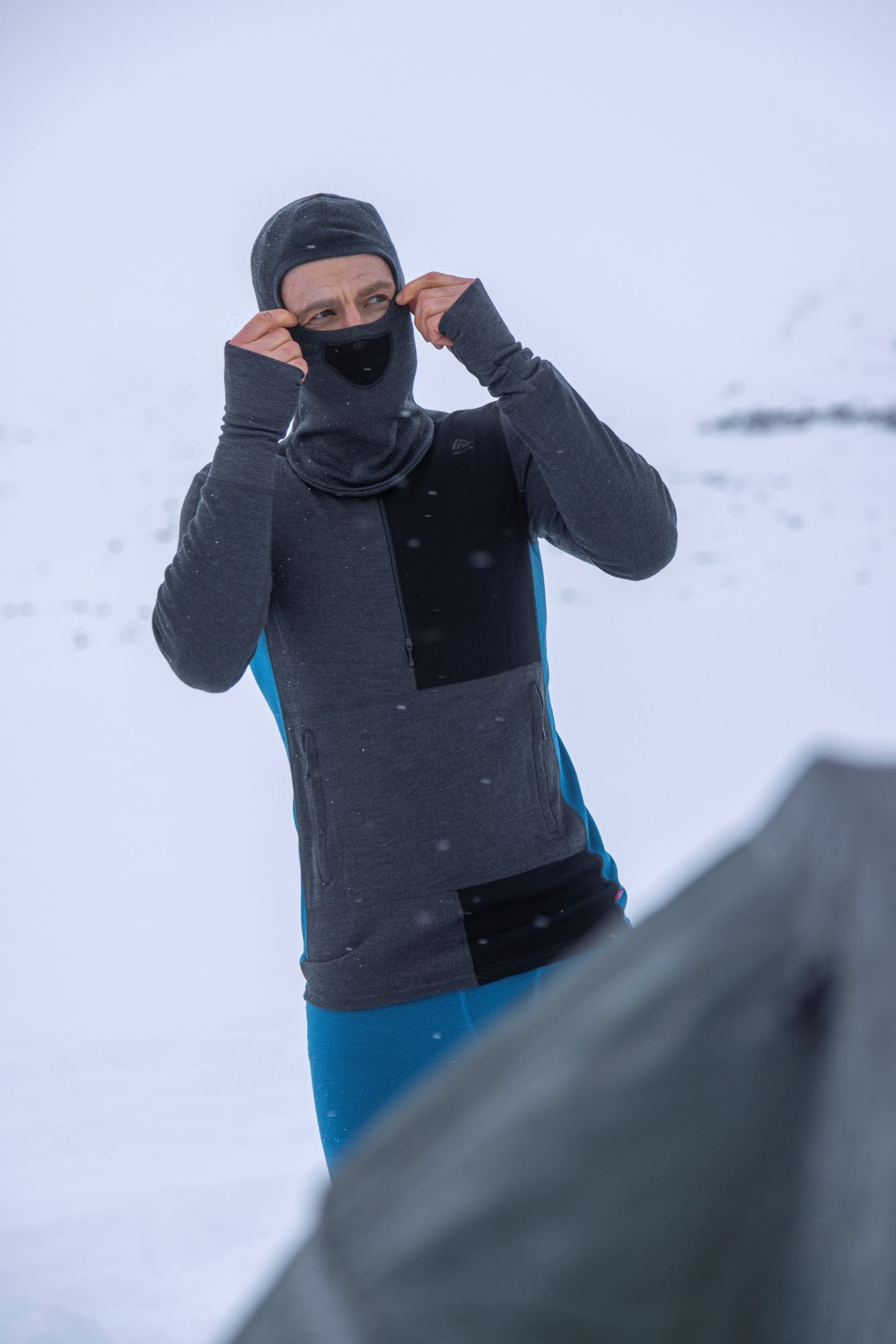WarmWool Hood Sweater W/Zip M's - underställströja i merinoull med huva