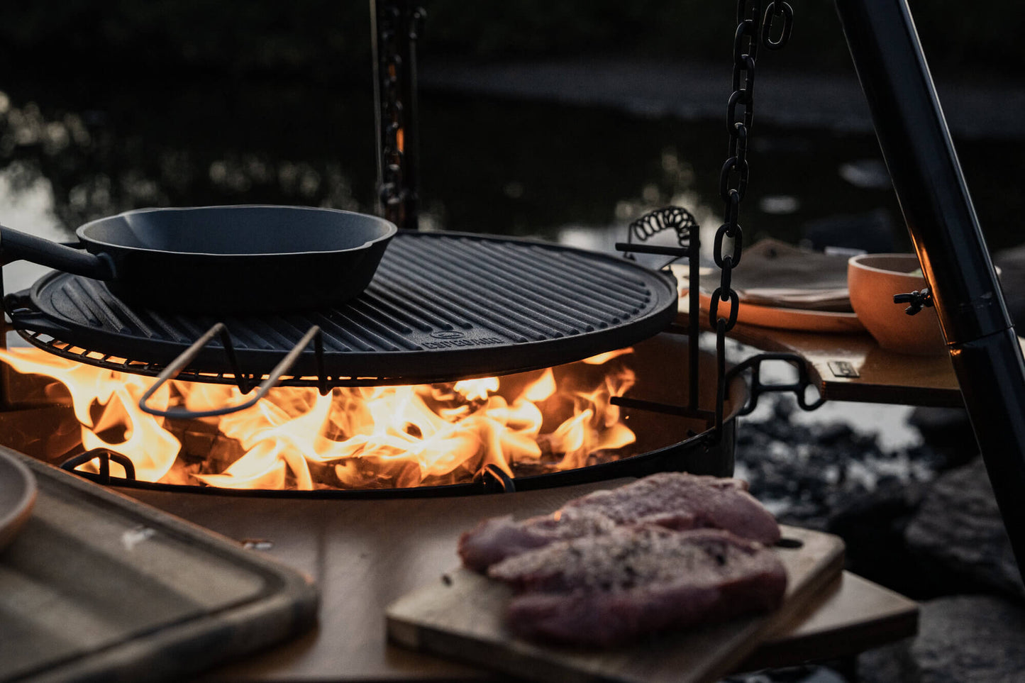 Grill- och stekplatta gjutjärn 47 cm diam
