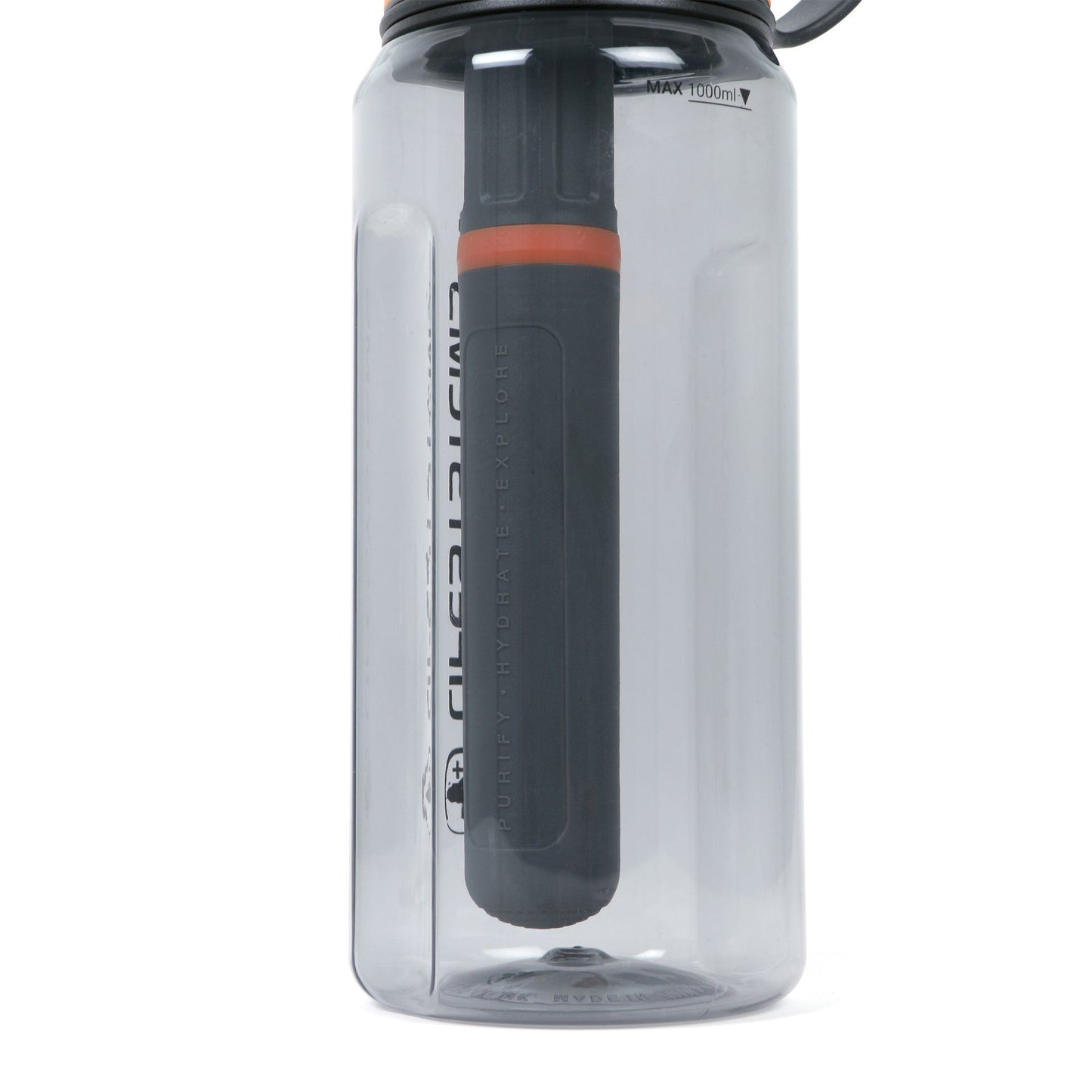 Water Filter & Purifier Bottle Black/Orange 1 L