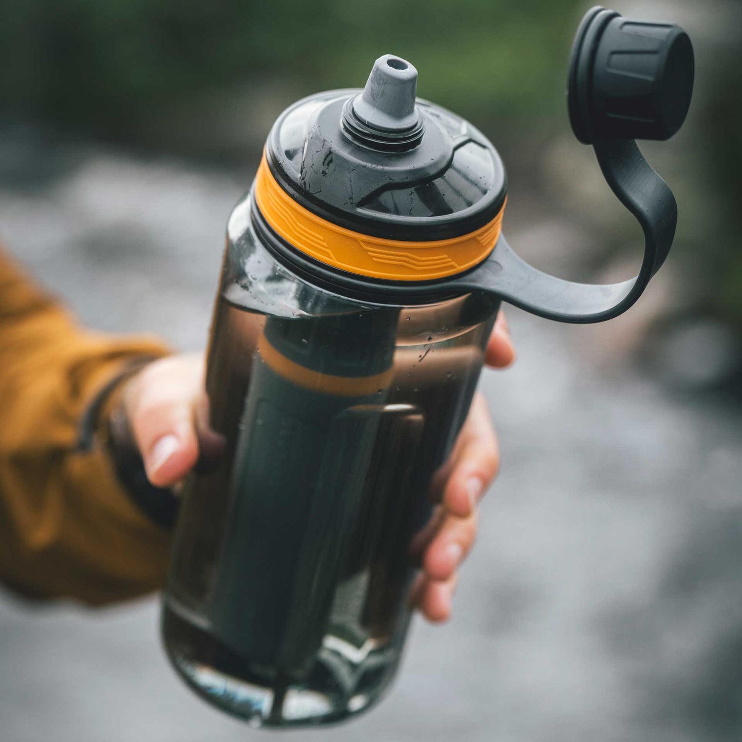 Water Filter & Purifier Bottle Black/Orange 1 L