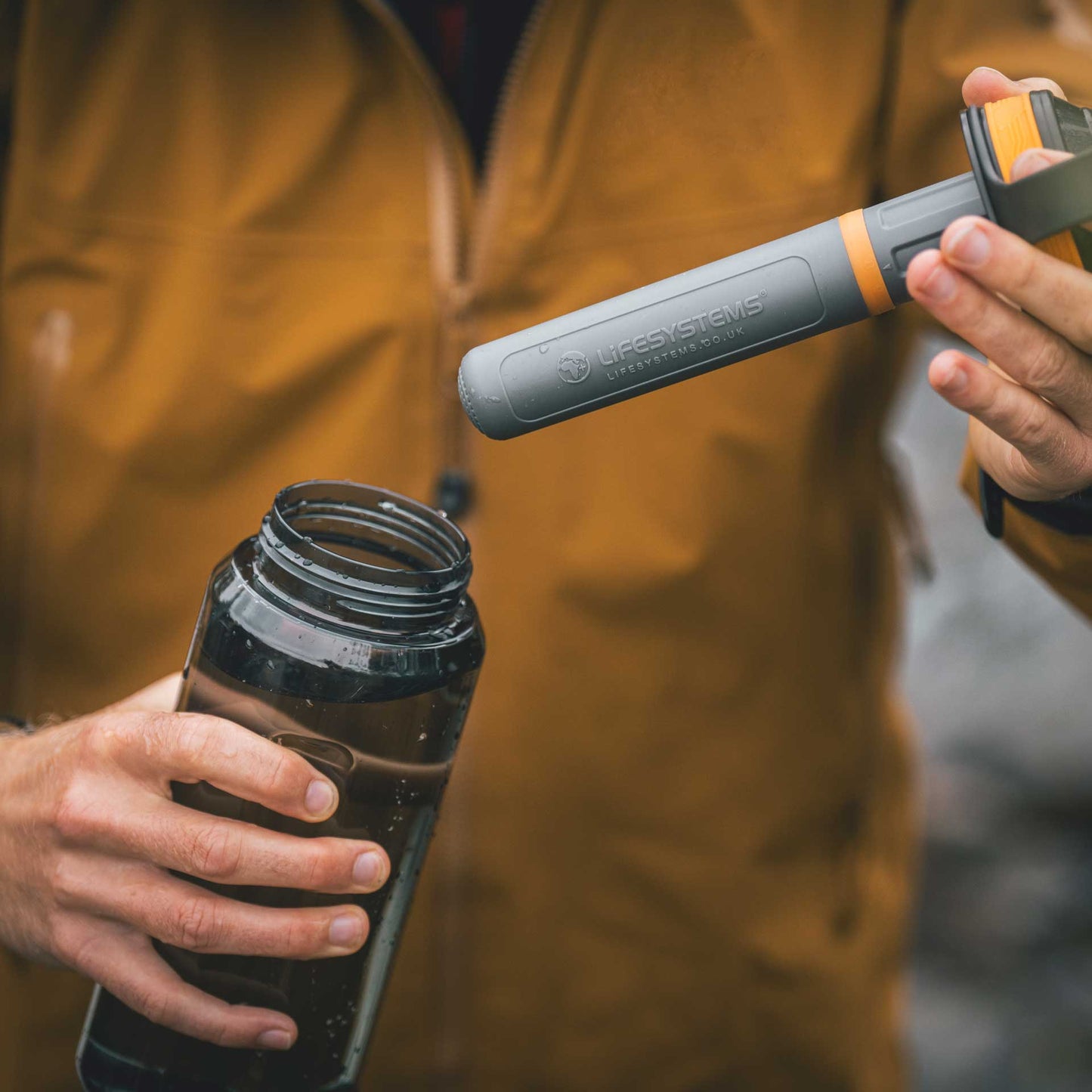 Water Filter & Purifier Bottle Black/Orange 1 L