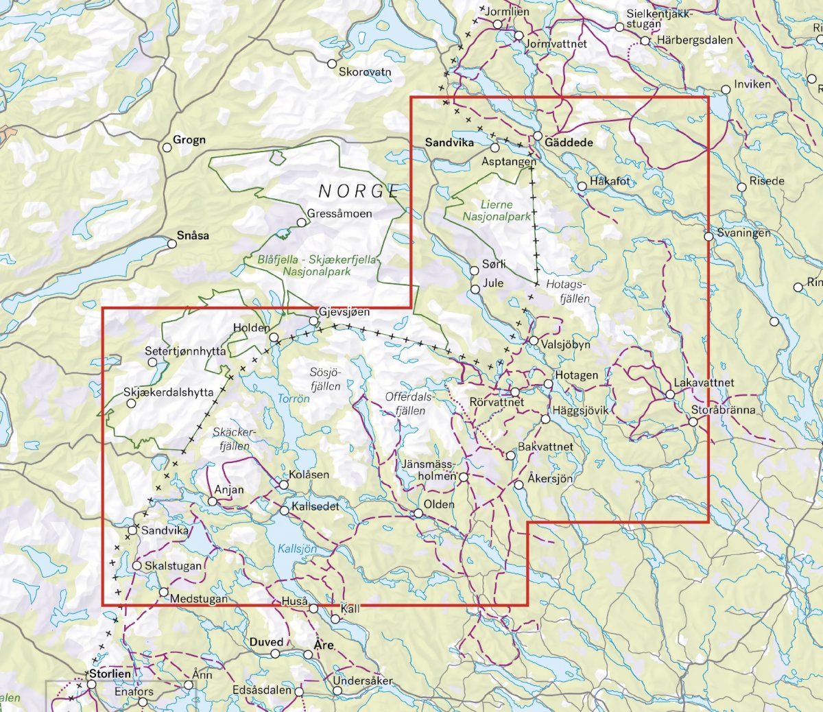 Gäddede, Hotagsfjällen & Skäckerfjällen 1:100000