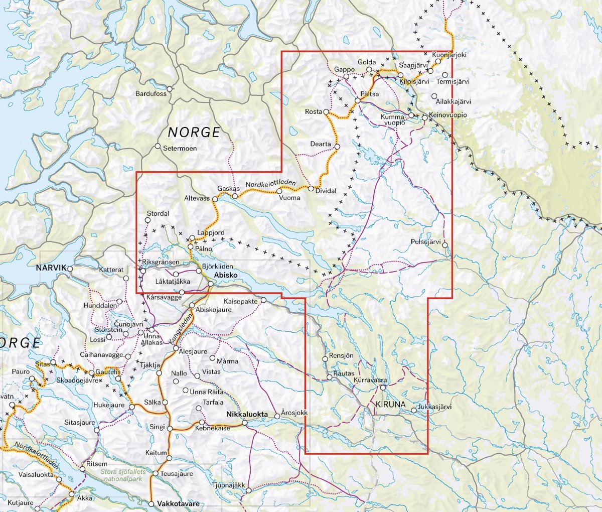 Treriksröset, Abisko & Kiruna 1:100 000