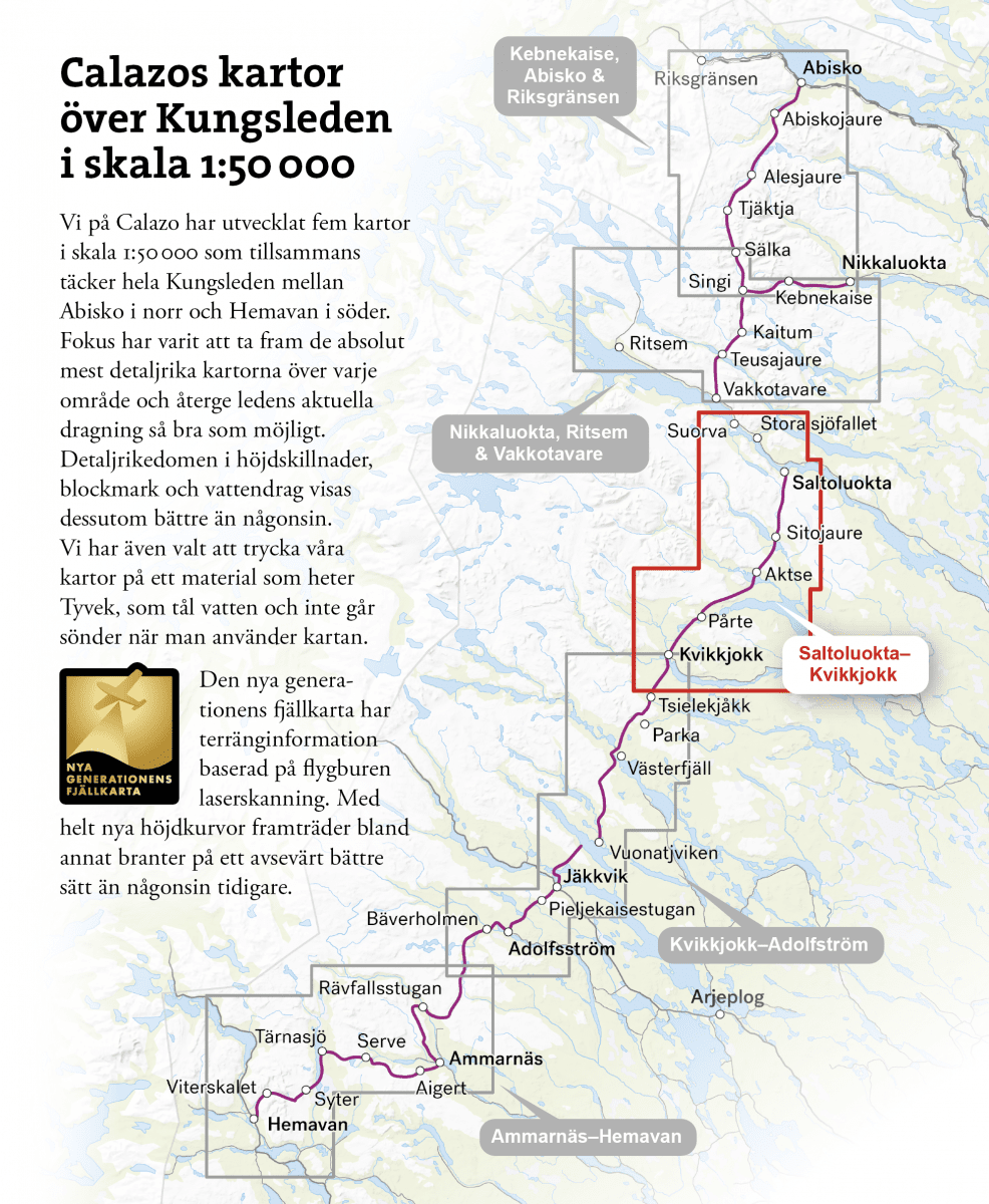 Kungsleden: Saltoluokta - Kvikkjokk 1:50.000 (70x100)