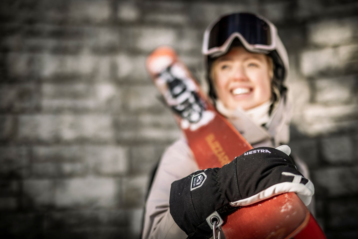 Army leather heli ski  5-finger - varm, slitstark, skidhandske