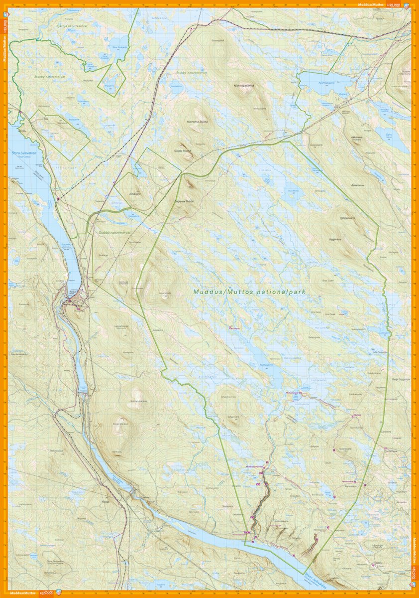 Muddus nationalpark & Sjávnja naturreservat 1:50000 & 1:100000